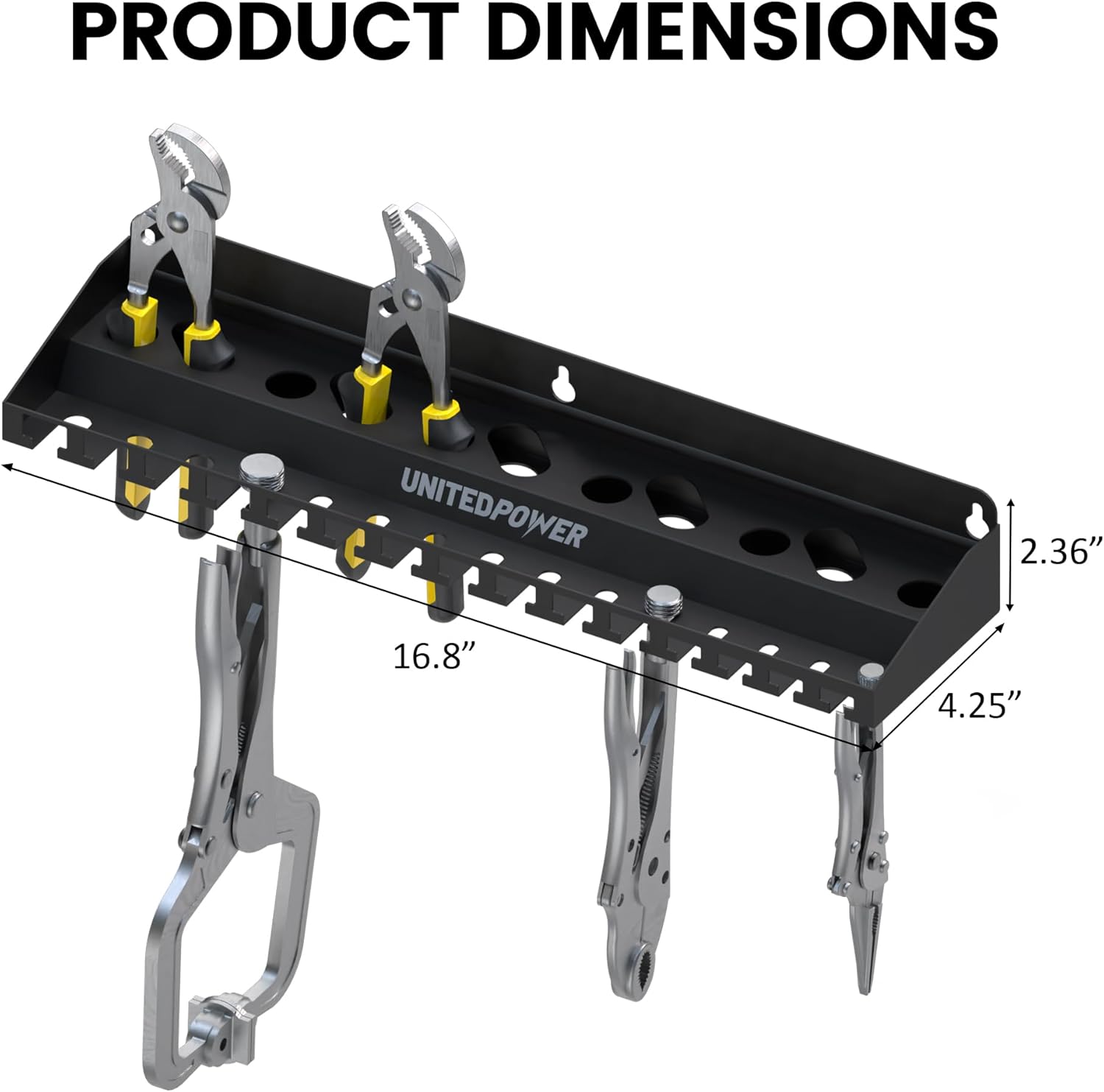 UNITEDPOWER Vise Grip Holder, Wall Mount Pliers Storage Rack Organizer for Workshop, Shed, Garage