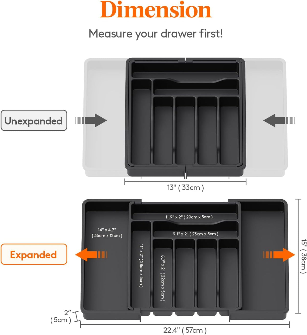 Lifewit Silverware Drawer Organizer, Expandable Utensil Organizer for Kitchen Drawers, Adjustable