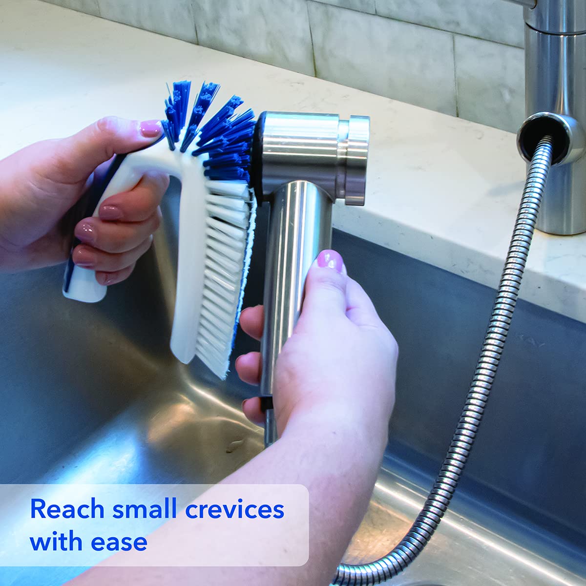 Unger Multi-Purpose Counter and Fixture Scrub Brush, Non-Slip Small Household Cleaning Supplies