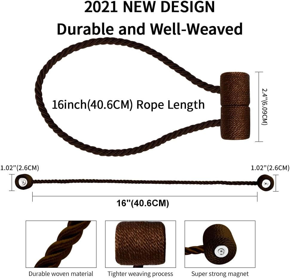 18 Inch Strong Magnetic Curtain Tiebacks, Curtain Holdbacks Modern Upgrade Strong 2021 New Twisted