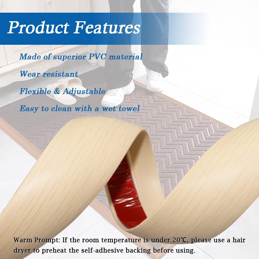 Floor Transition Strip Self Adhesive Carpet & Flooring Transitions Edging Trim Strip PVC Threshold