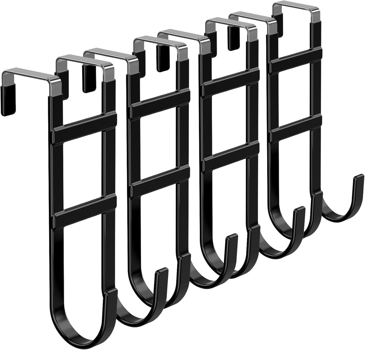 FYY Over The Door Hooks - 4 Pack Heavy Duty Dual-Hook Organizer Hanger with Non-Slip Rubber for