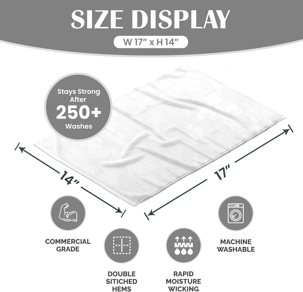 Terry Bar Mop Towels (Value Pack of 100) Size 14"x17" – Absorbent and Durable, Multipurpose