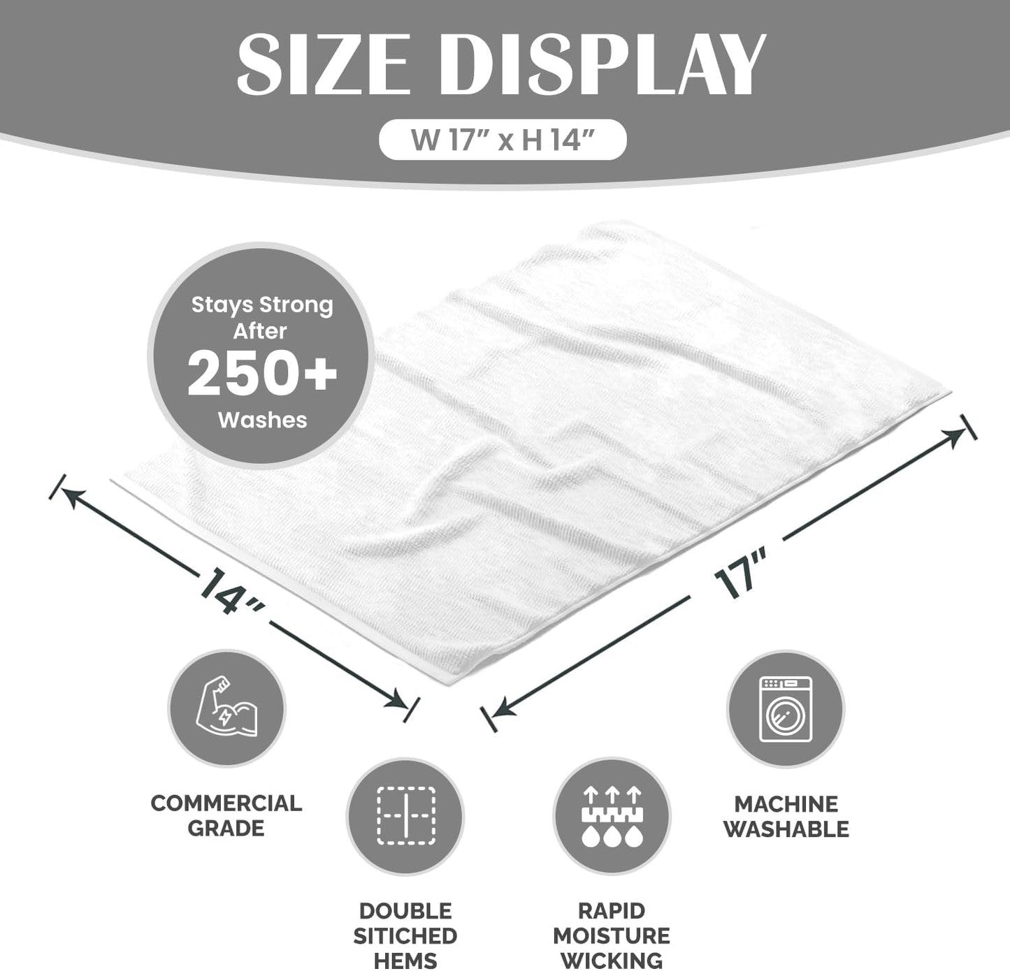 Terry Bar Mop Towels (Value Pack of 60) Size 14"x17" – Absorbent and Durable, Multipurpose Cleaning