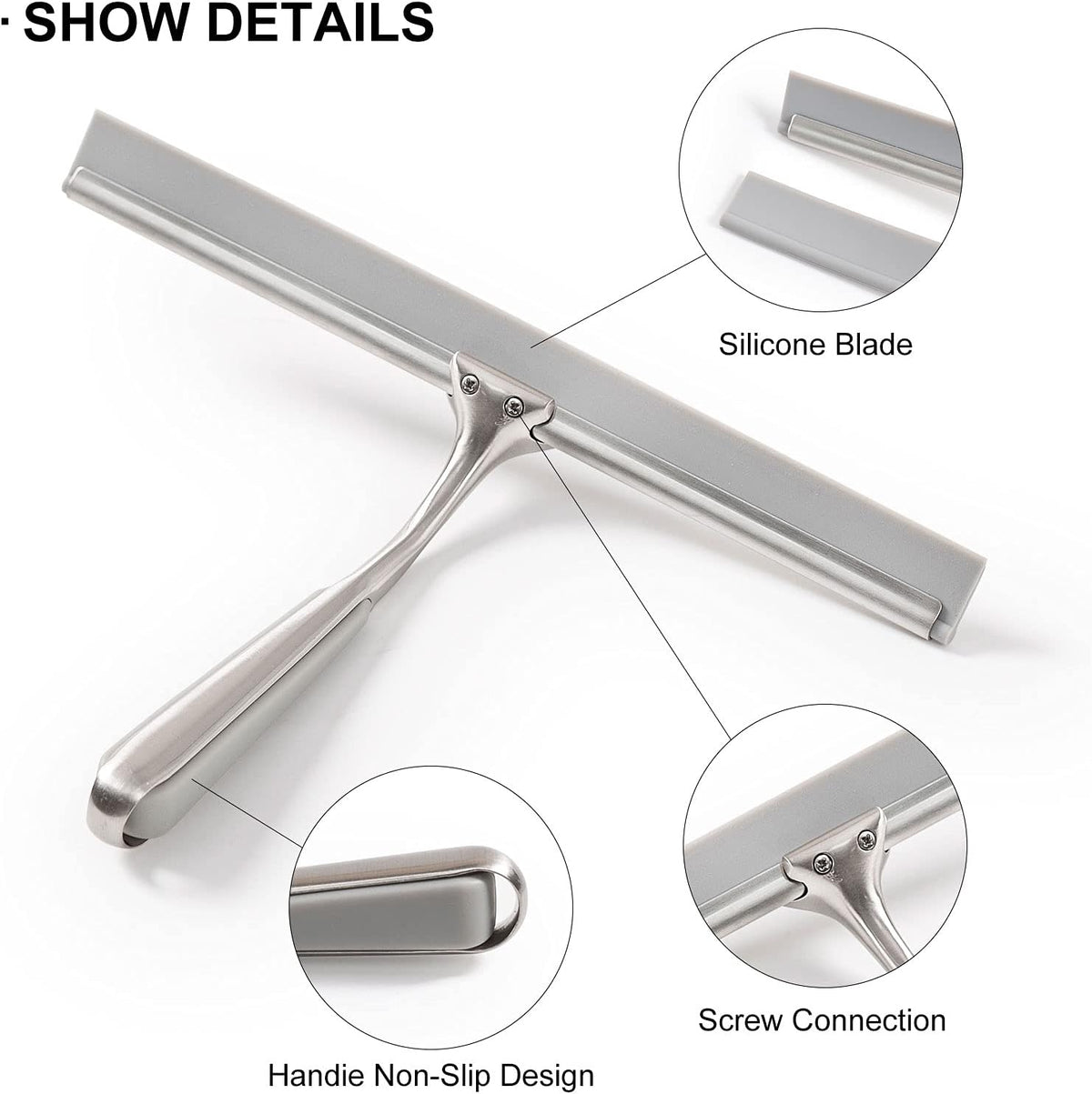 Shower Squeegee for Shower Doors 10 Inch Bathroom Squeegee for Windows,Kitchen,Mirror and Car