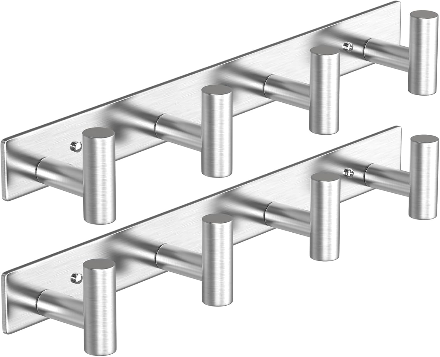 VAEHOLD Silver Hat and Coat Wall Mount Rack - Coat Rack with 4 Hooks for Robes, Bags, Keys, and