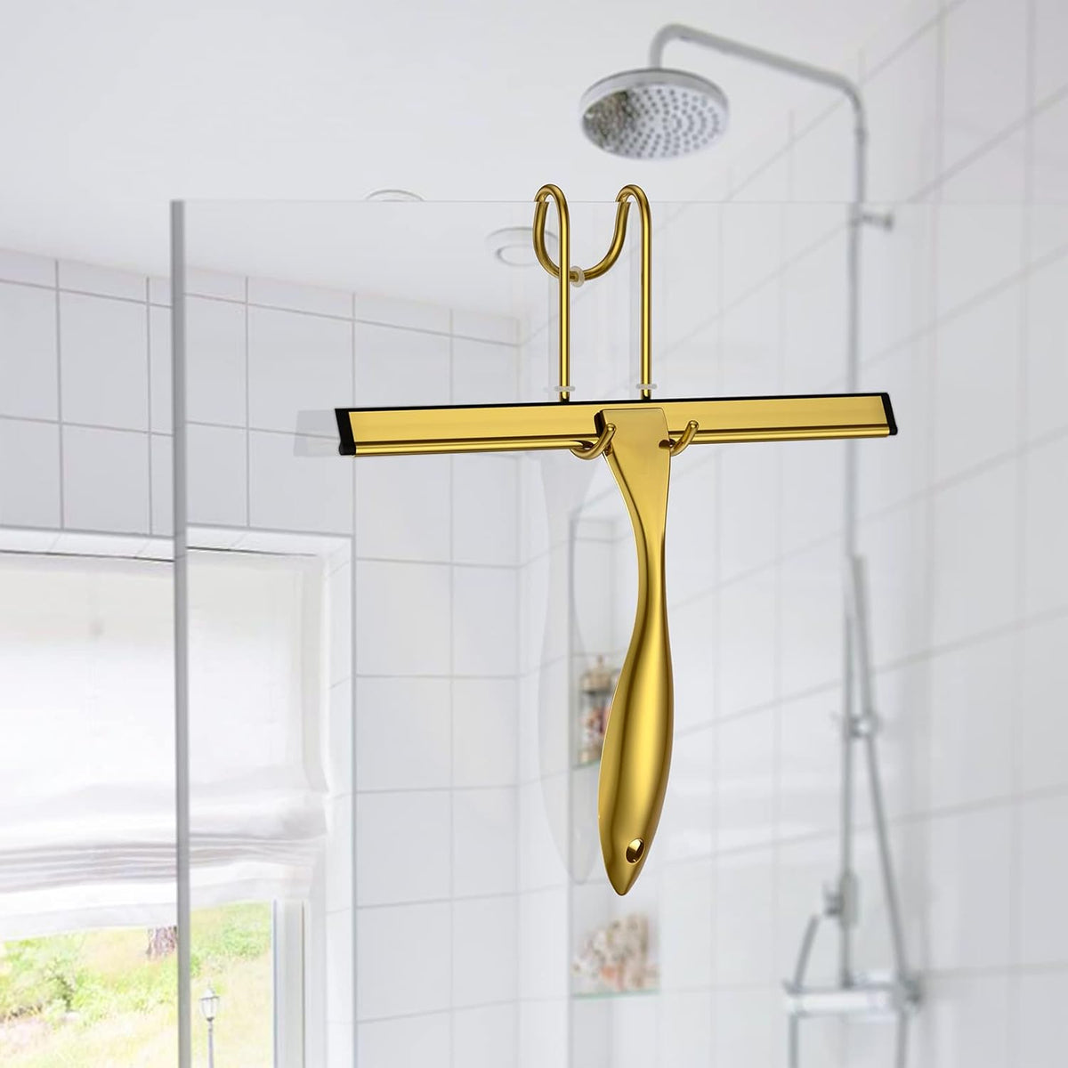 Shower Squeegee Set, 14-Inch Stainless Steel Squeegee, All-Purpose Squeegee for Bathroom, Shower