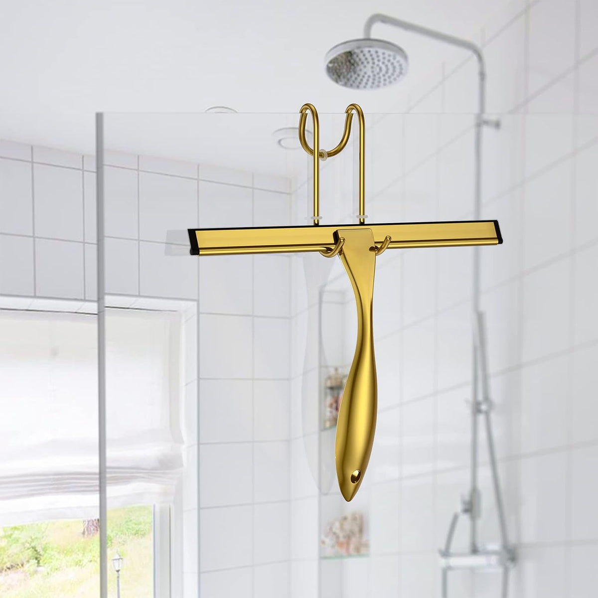 Shower Squeegee for Glass Door 12-Inch Stainless Steel Bathroom Squeegee Window Wiper, 100%