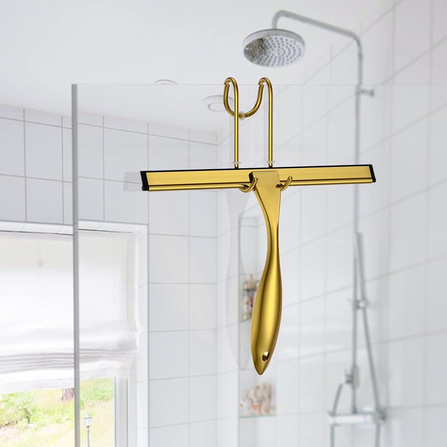 Shower Squeegee for Glass Door 12-Inch Stainless Steel Bathroom Squeegee Window Wiper, 100%