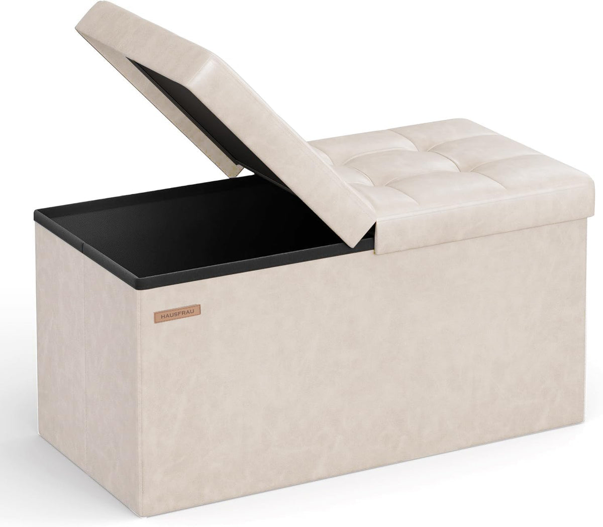 HAUSFRAU - 30 Inches Storage Ottoman Bench with Flipping Lid, Foldable Storage Chest Foot Rest for