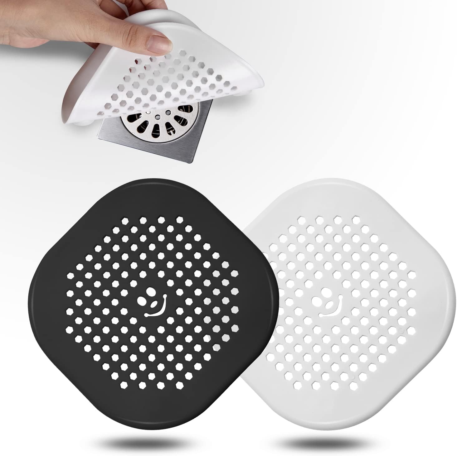 2 Pack Drain Cover Hair Catcher Silicone Drain Protector Hair Stopper for Shower Kitchen Bathroom