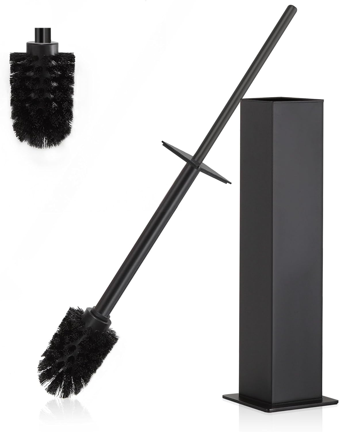BVL Toilet Brush and Holder Set Black Stainless Steel 304 Square Freestanding Toilet Brush for