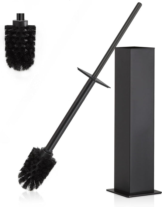 BVL Toilet Brush and Holder Set Black Stainless Steel 304 Square Freestanding Toilet Brush for
