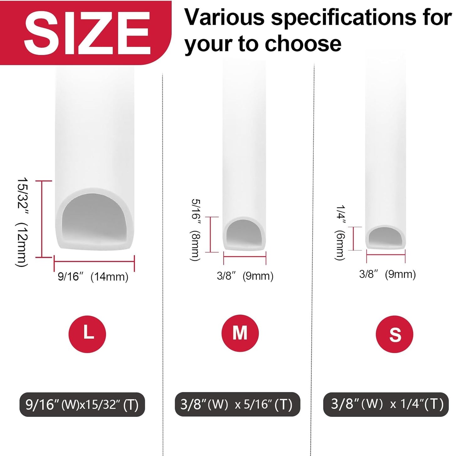 Benory Silicone Weather Stripping Door Seal - Self Adhesive D Shaped Seal Strip for Door