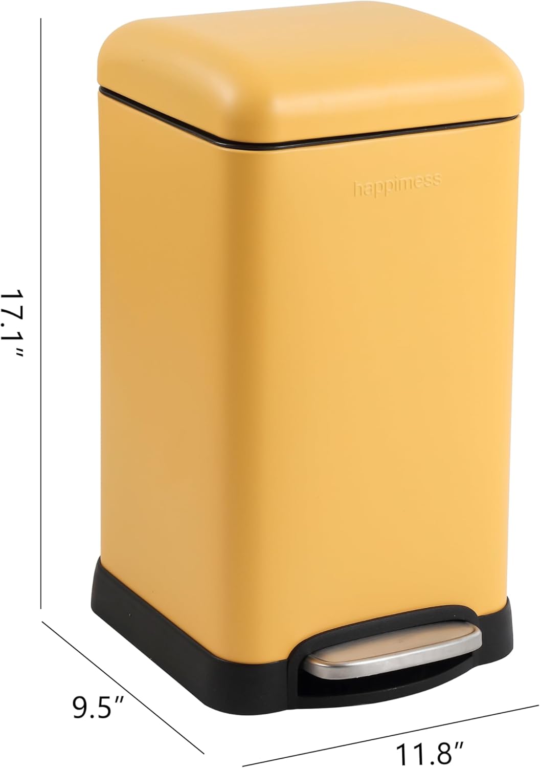happimess HPM1012L Betty Retro Mini 3.2-Gallon Step-Open Trash Can, Daffodil Yellow for Home
