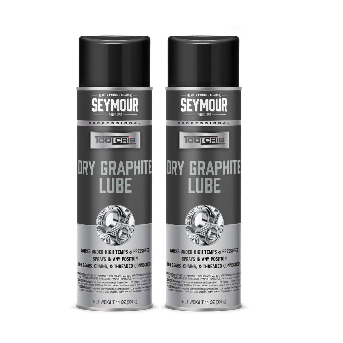 620-1506 Seymour Tool-Crib Dry Graphite Lubricant, 14 oz – 2-Pack | Dry Film Lube for Metal, Locks