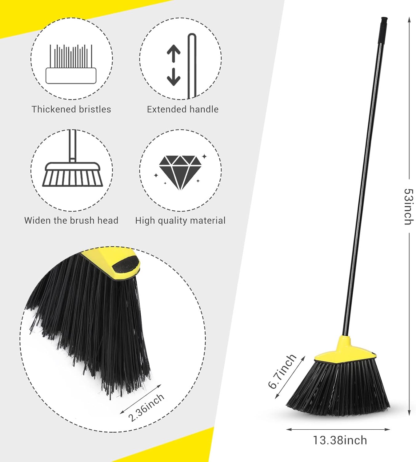 WILLBOND 20 Pcs Heavy Duty Broom Outdoor Indoor Commercial Angle Brooms Bulk for Courtyard Garage