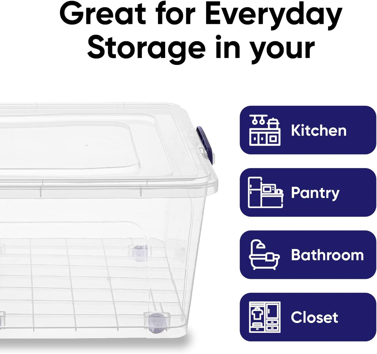 Superio Storage Bins with Lids, Clear Plastic Containers for Organizing, Stackable Totes, BPA Free