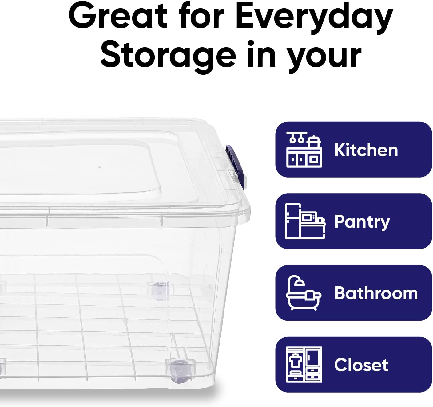 Superio Storage Bins with Lids, Clear Plastic Containers for Organizing, Stackable Totes, BPA Free