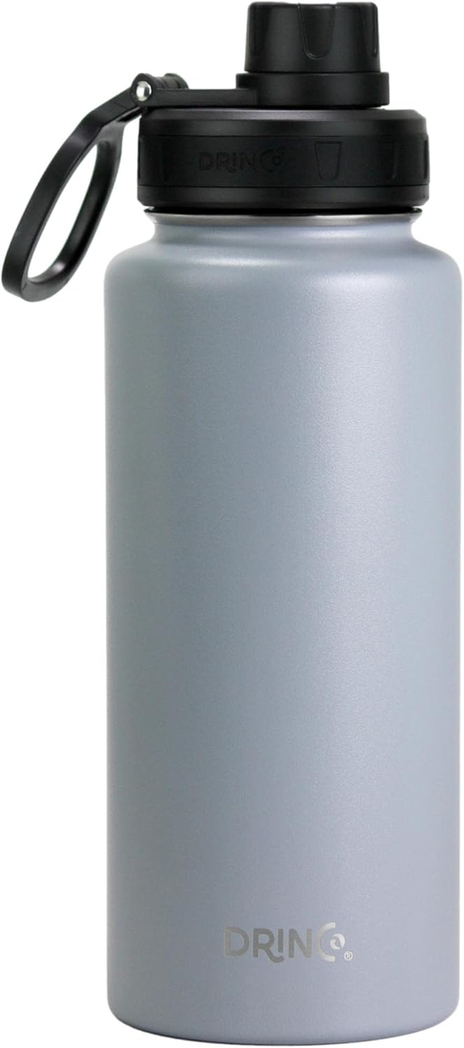 DRINCO Stainless Steel Water Bottle Spout Lid Vacuum Insulated Double Wall Water Bottle Wide Mouth