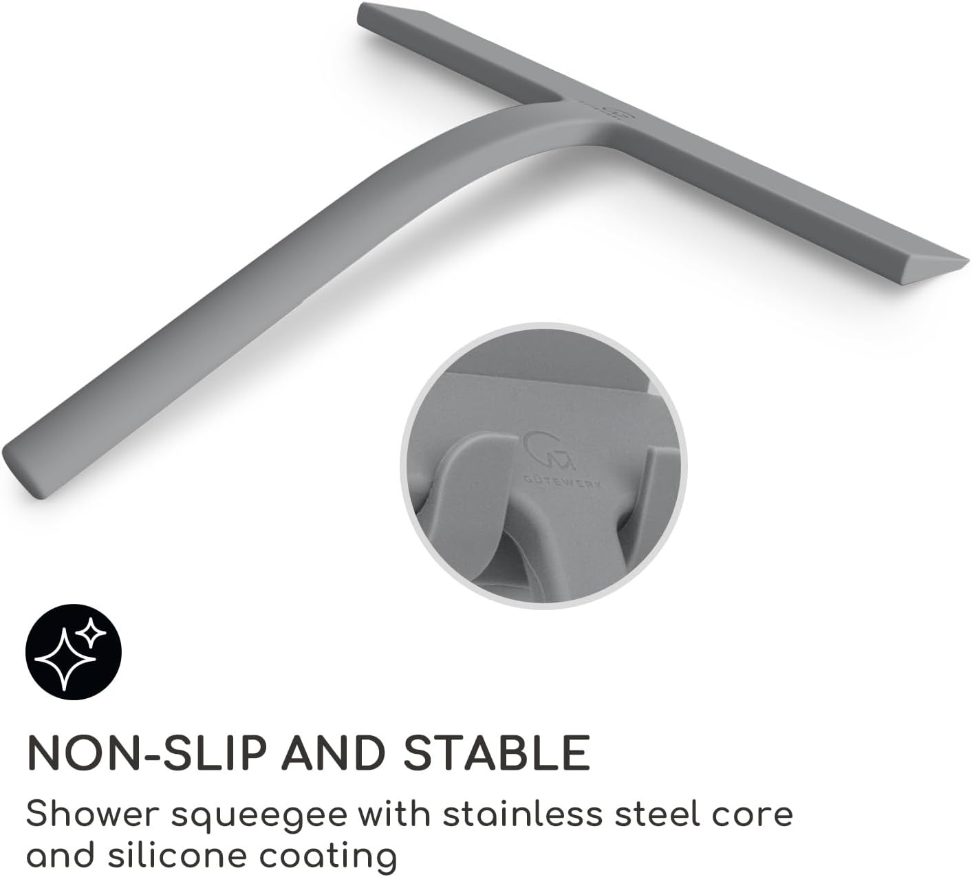 GÜTEWERK Shower Squeegee for Glass Doors, Silicone Window Squeegee, Bathroom and Glass Cleaning