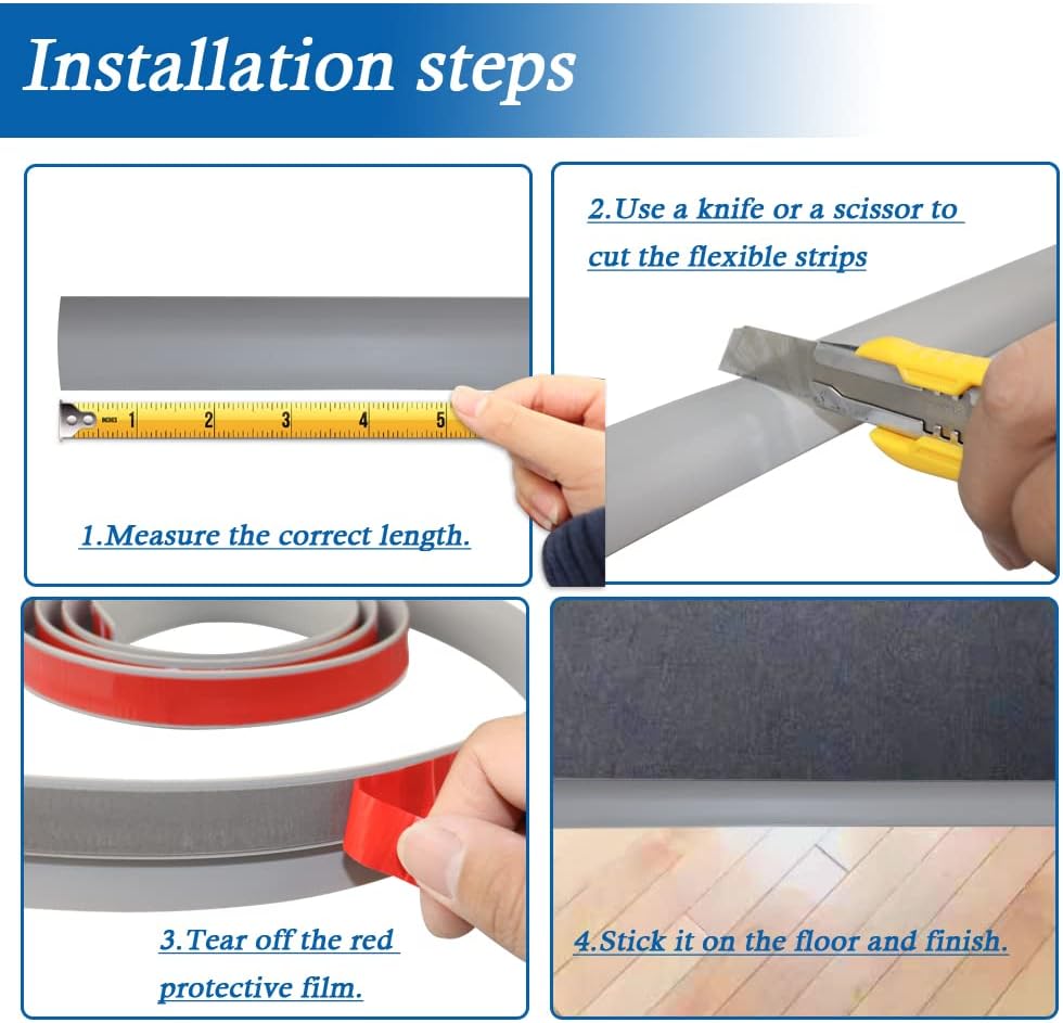 Floor Transition Strip Self Adhesive Carpet & Flooring Transitions Edging Trim Strip PVC Threshold