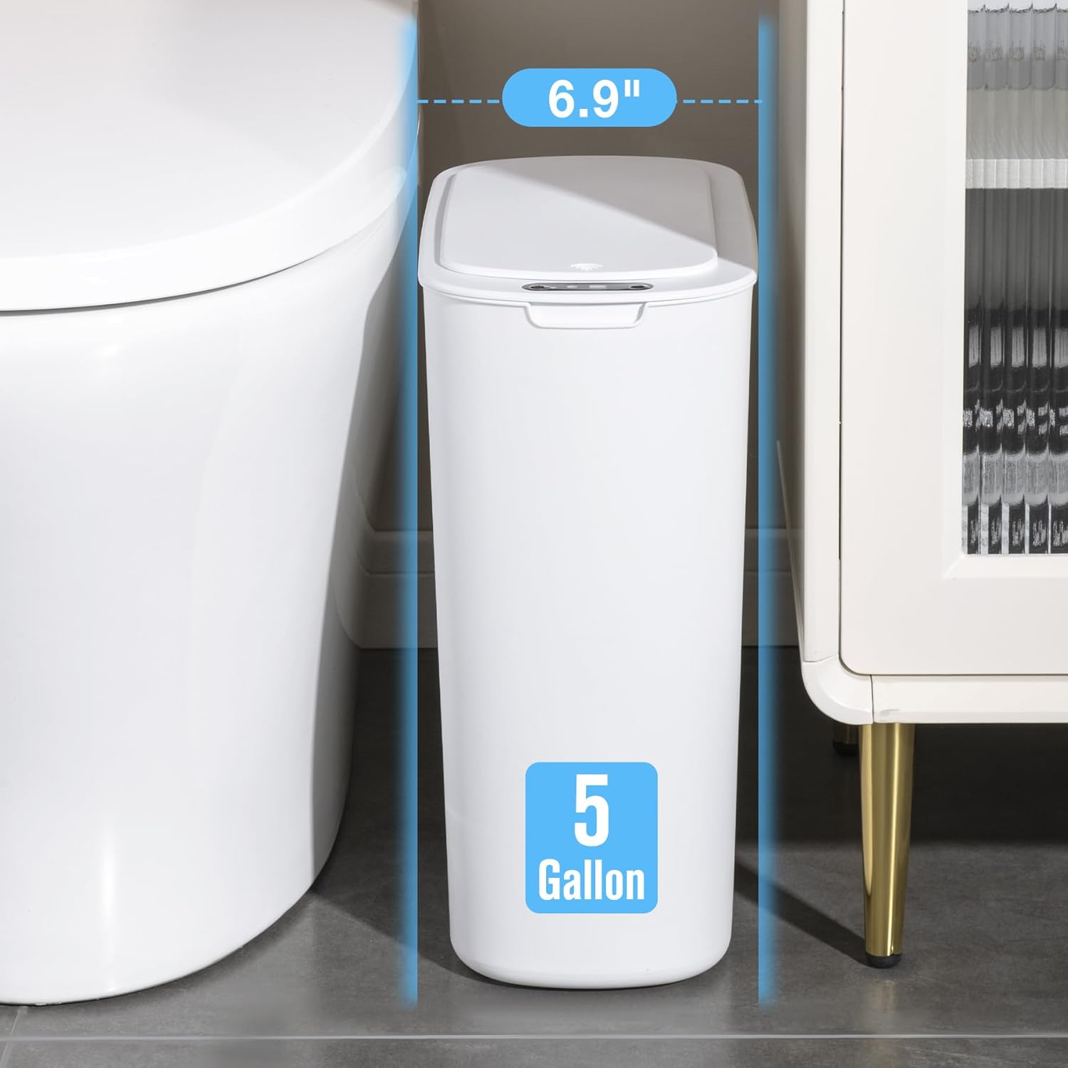 Cesun Motion Sensor Trash Can, 5 Gallon Automatic Bathroom Garbage Can with Lid, Touchless Smart