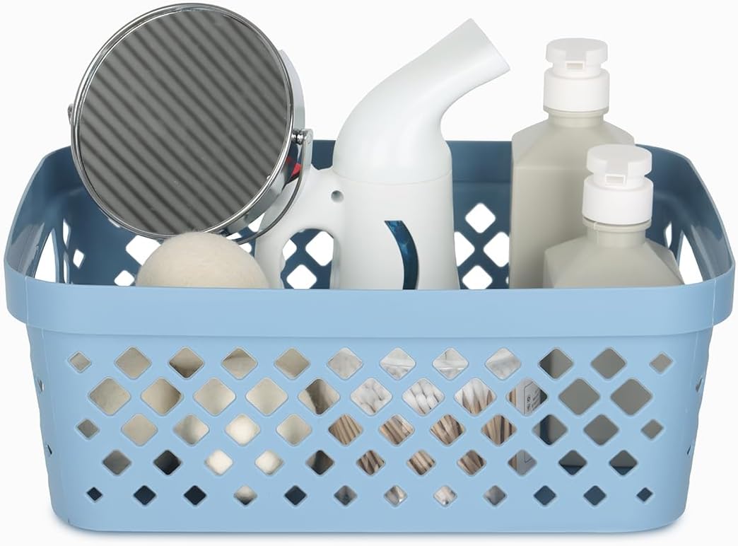 Glad Plastic Storage Basket Set, Value Pack of 6 | Open Storage Bins for Shelves, Bathroom, Pantry