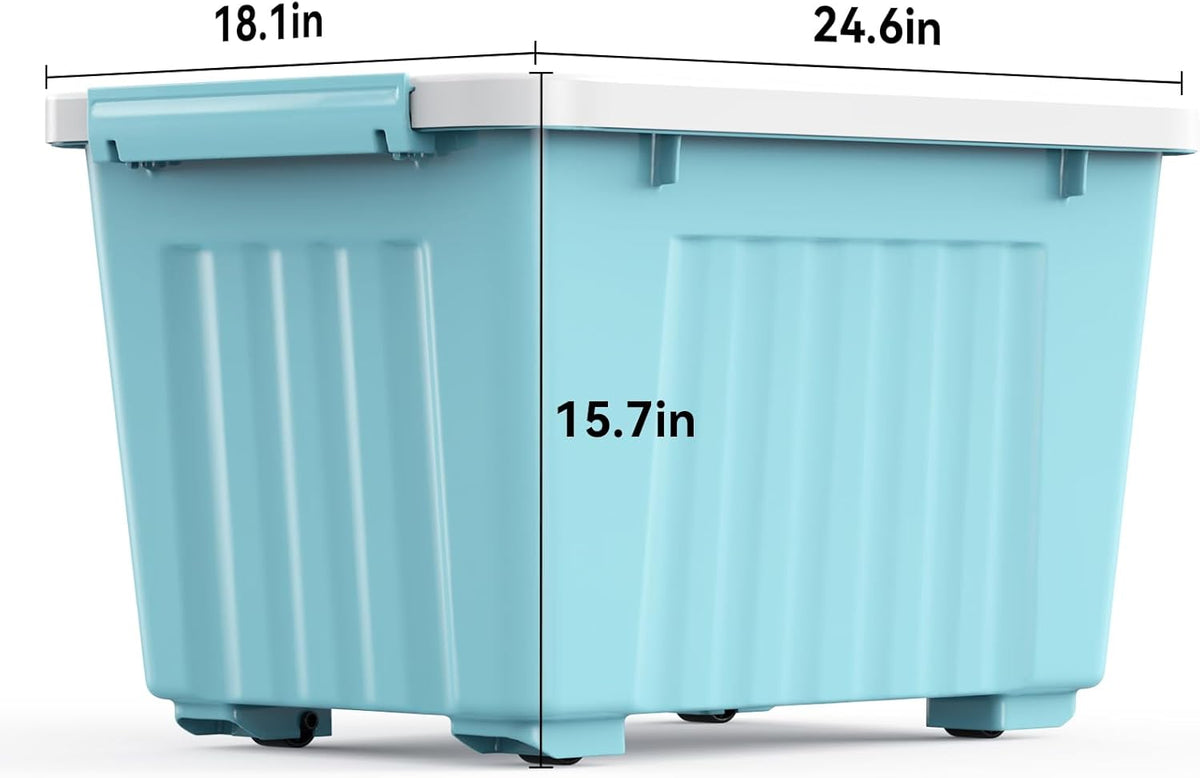 Nazhura 97 Quart Plastic Storage Bin, Blue Stackable and Nestable Storage Boxes with White Lids and