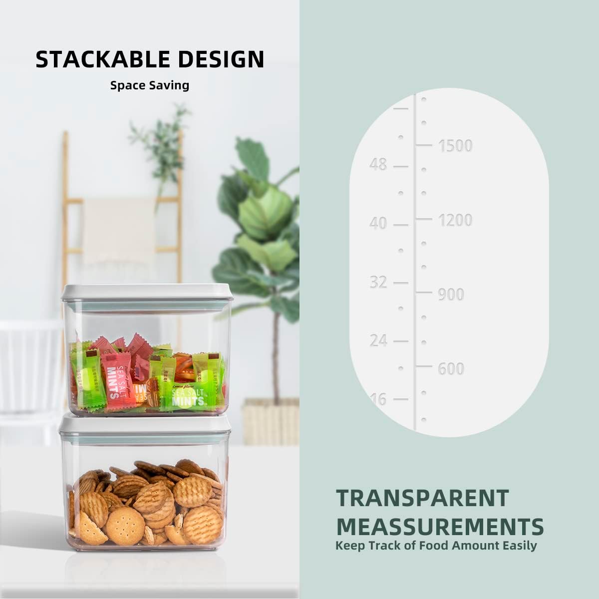 8-Piece Set of Pop Airtight Food Storage Containers with Lids Stackable Containers for Kitchen