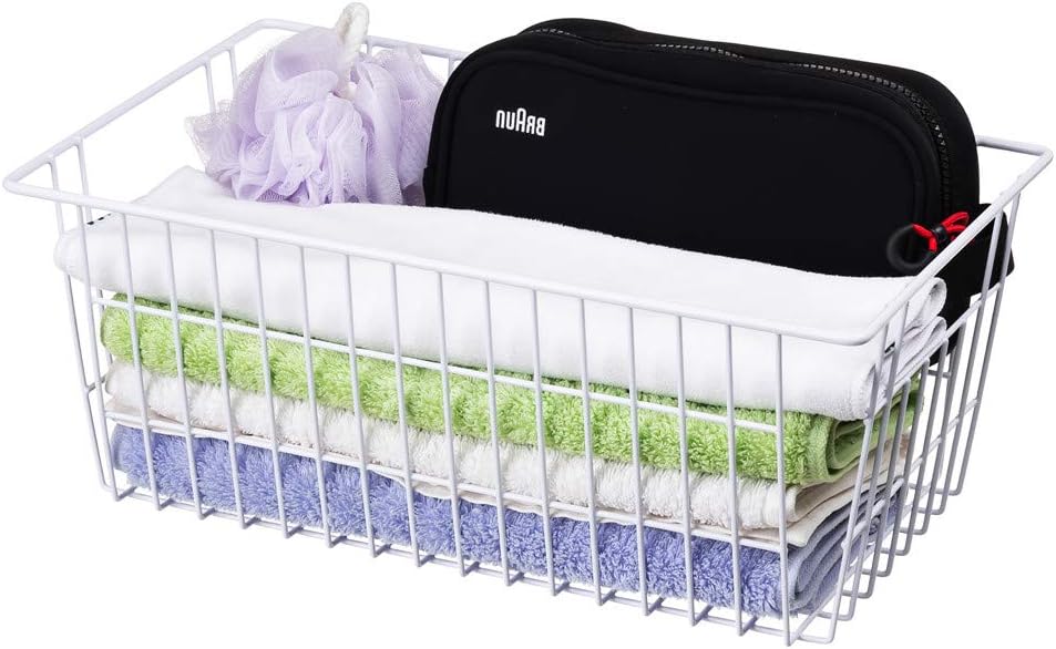 SANNO Freezer Baskets Pantry Storage Bins, Farmhouse Wire Storage Baskets Organizer Storage Bins