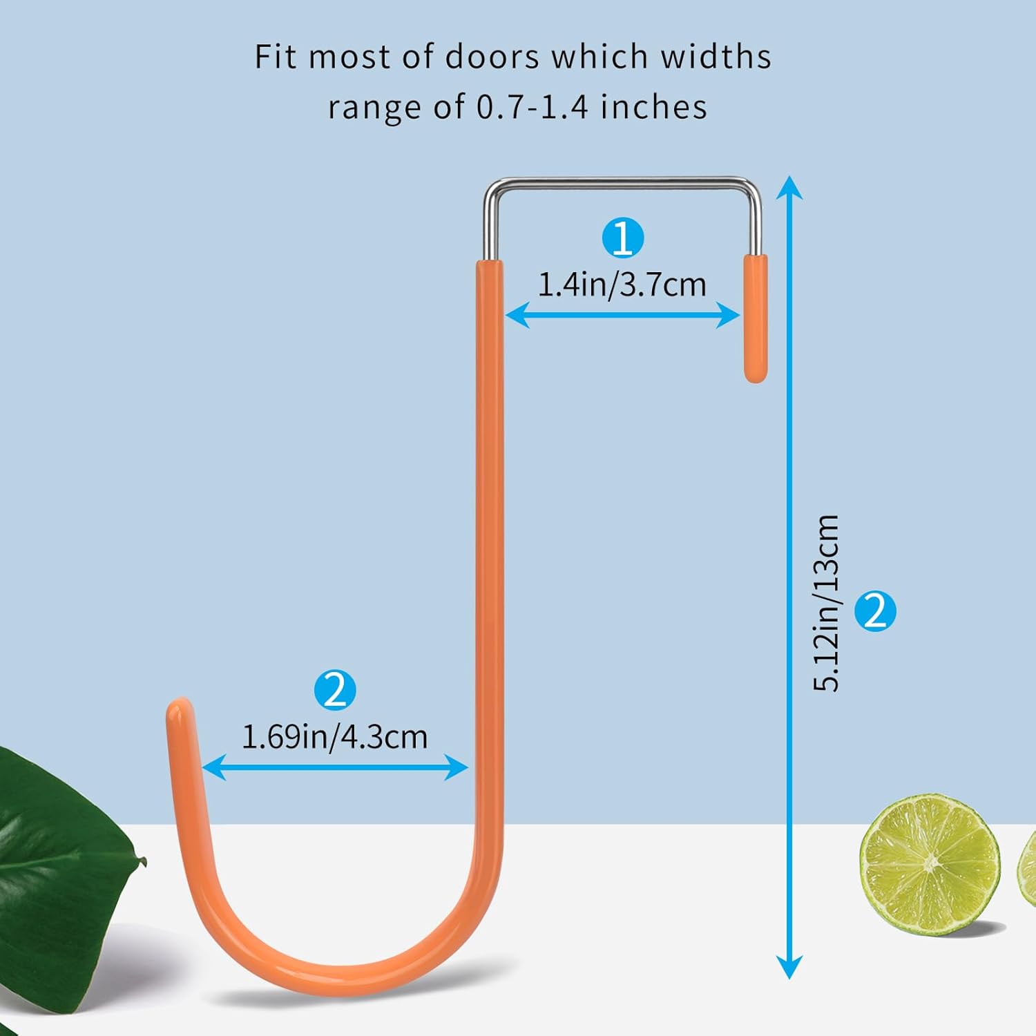 FYY Over The Door Hooks, 4 Pack Door Hangers Hooks with Rubber Prevent Scratches Heavy Duty