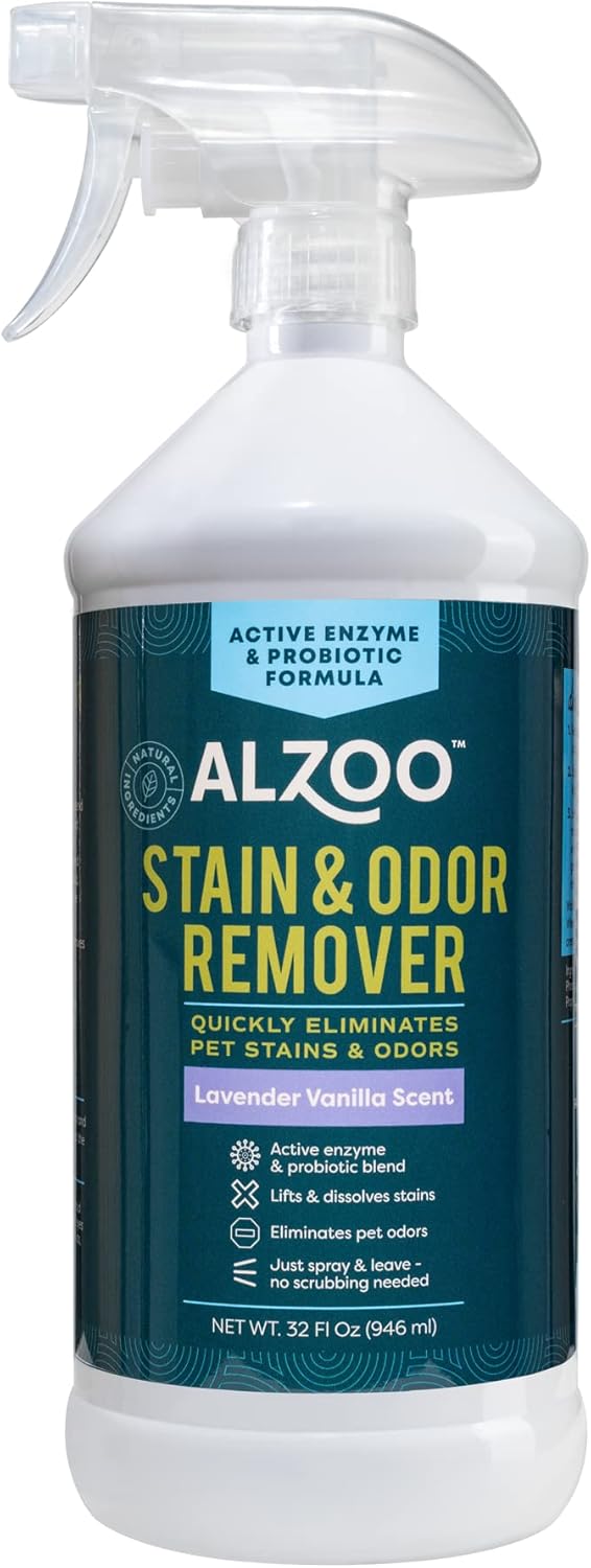 ALZOO Stain & Odor Remover, Quickly Lifts & Dissolves Pet Stains & Helps Eliminate Odors, 100%