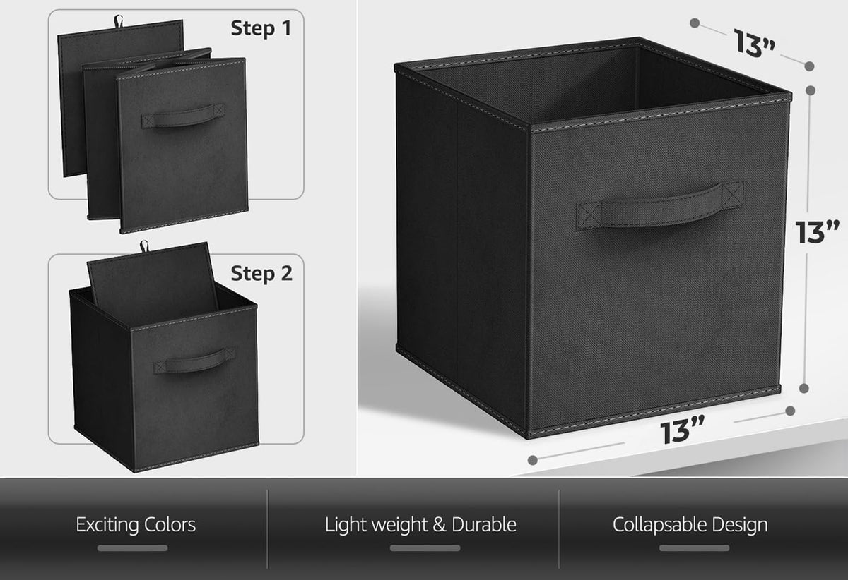 Sorbus Fabric Storage Cubes - 6 Foldable Storage Bins for Organizing Pantry, Cubbies, Toy Box