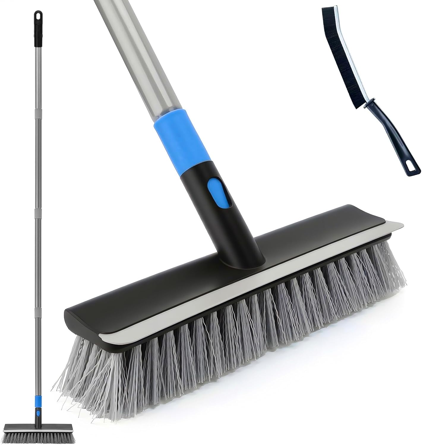 KeFanta Deck Brush with Long Handle, 2 in 1 Floor Scrub Brush for Cleaning, 56" Stiff Bristle
