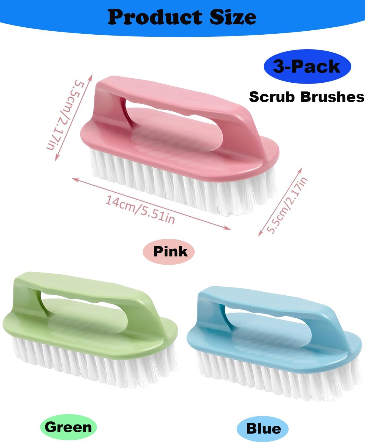 Scrub Brush for Cleaning-3 Pack Scrubbing Brushes Heavy Duty Multi-Purpose Household Cleaning Brush