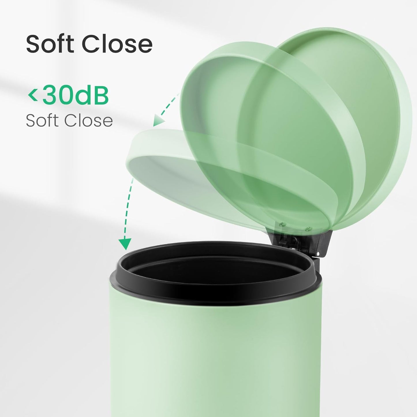 Cesun 1.2 Gallons Small Green Trash Can, Bathroom Garbage Can with Lid and Foot Pedal, Mini Round