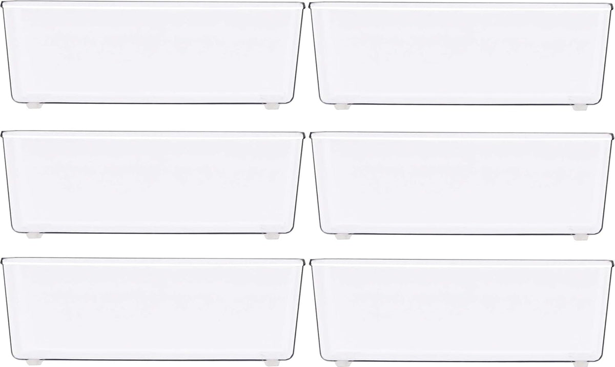 Simple Houseware Clear Drawer Organizer for Office Bin Desk Storage, 3.25"x 6.25", 6 Packs