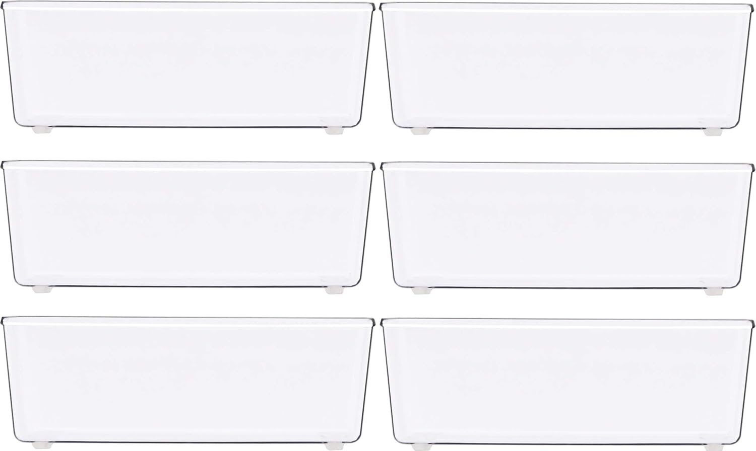 Simple Houseware Clear Drawer Organizer for Office Bin Desk Storage, 3.25"x 6.25", 6 Packs