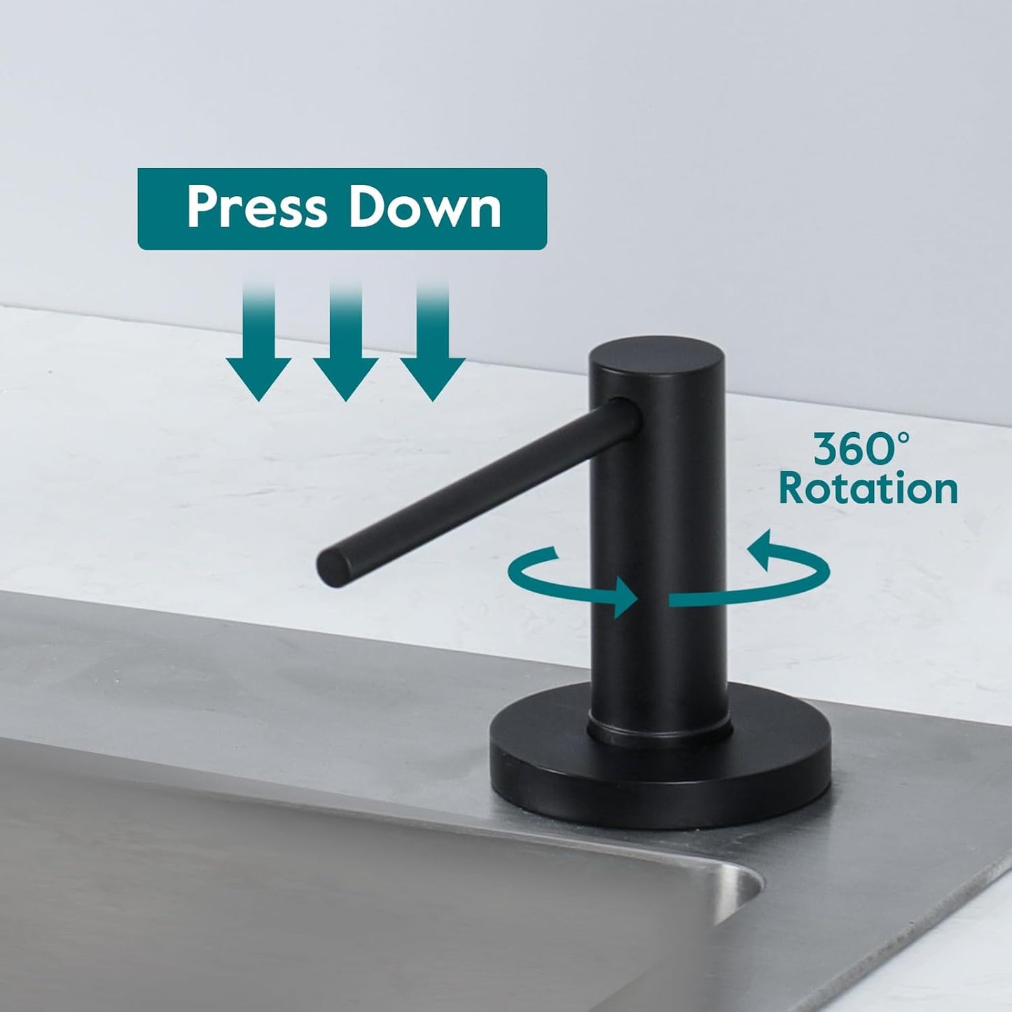 Gappo Upgraded Matte Black Soap Dispenser for Kitchen Sink, Stainless Steel Countertop Pump, Built