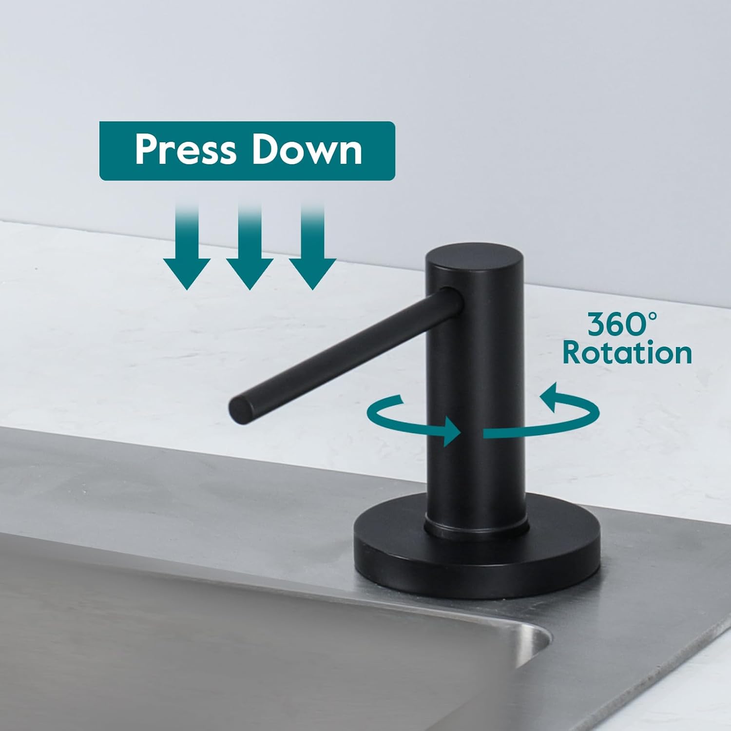 Gappo Upgraded Matte Black Soap Dispenser for Kitchen Sink, Stainless Steel Countertop Pump, Built