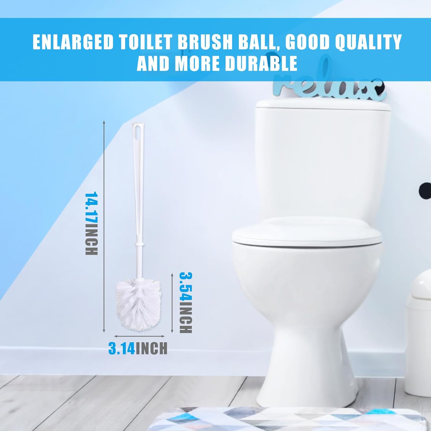 Mimorou 50 Pcs White Toilet Brush, Bathroom Toilet Bowl Brush, Soft Bristle Long Handle Plastic