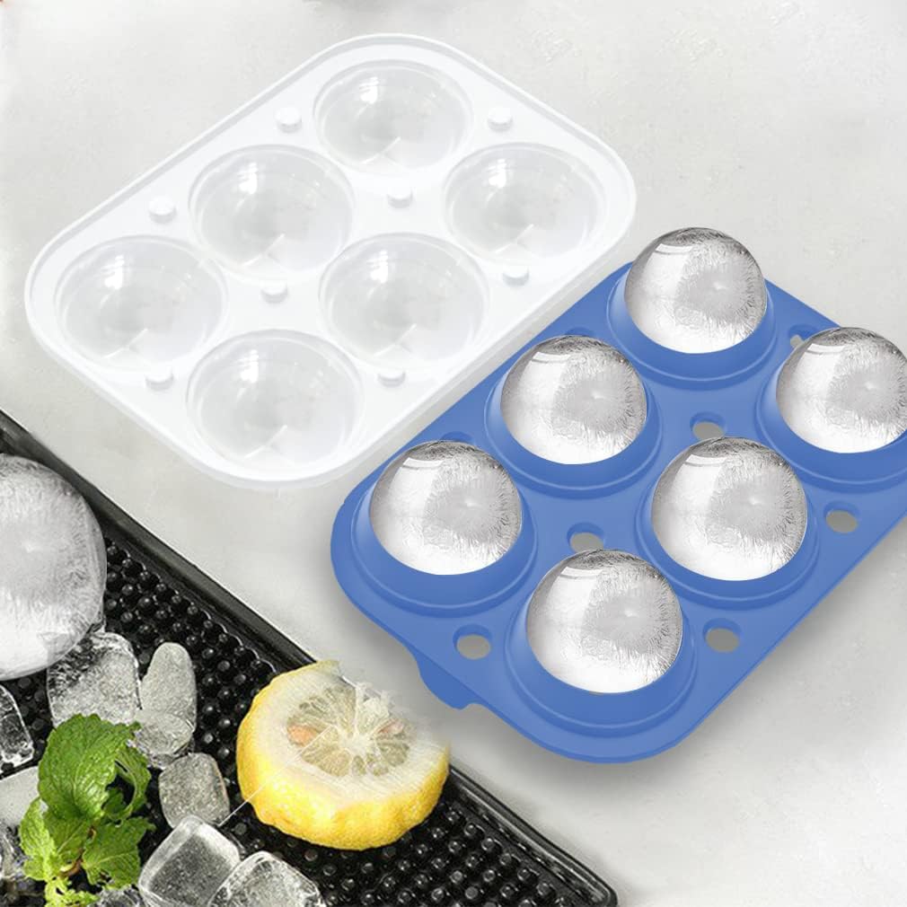 ROTTAY Ice Cube Trays (Set of 2), Sphere Ice Ball Maker with Lid & Large Square Ice Cube Maker for