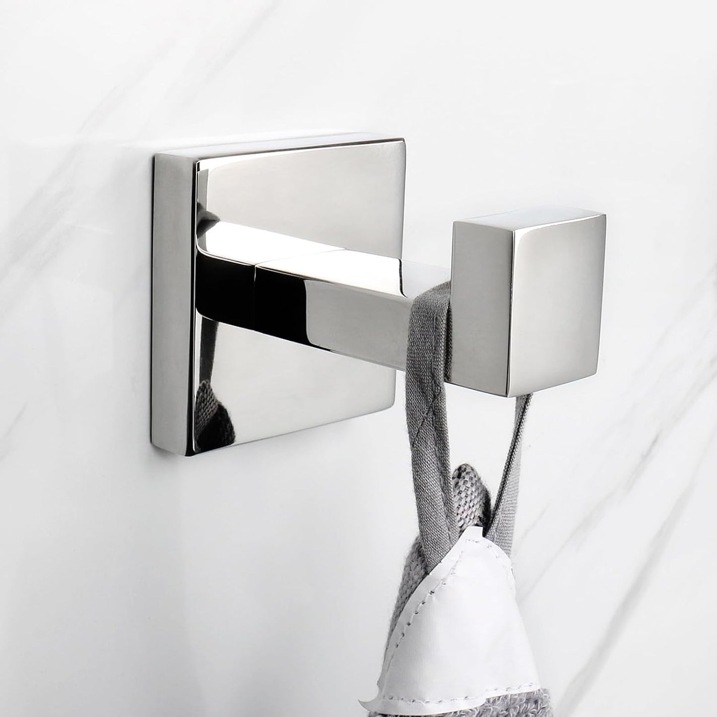 NearMoon Bath Towel Hooks -SUS304 Stainless Steel Square Clothes Robe Hooks Hanger, Heavy Duty Coat
