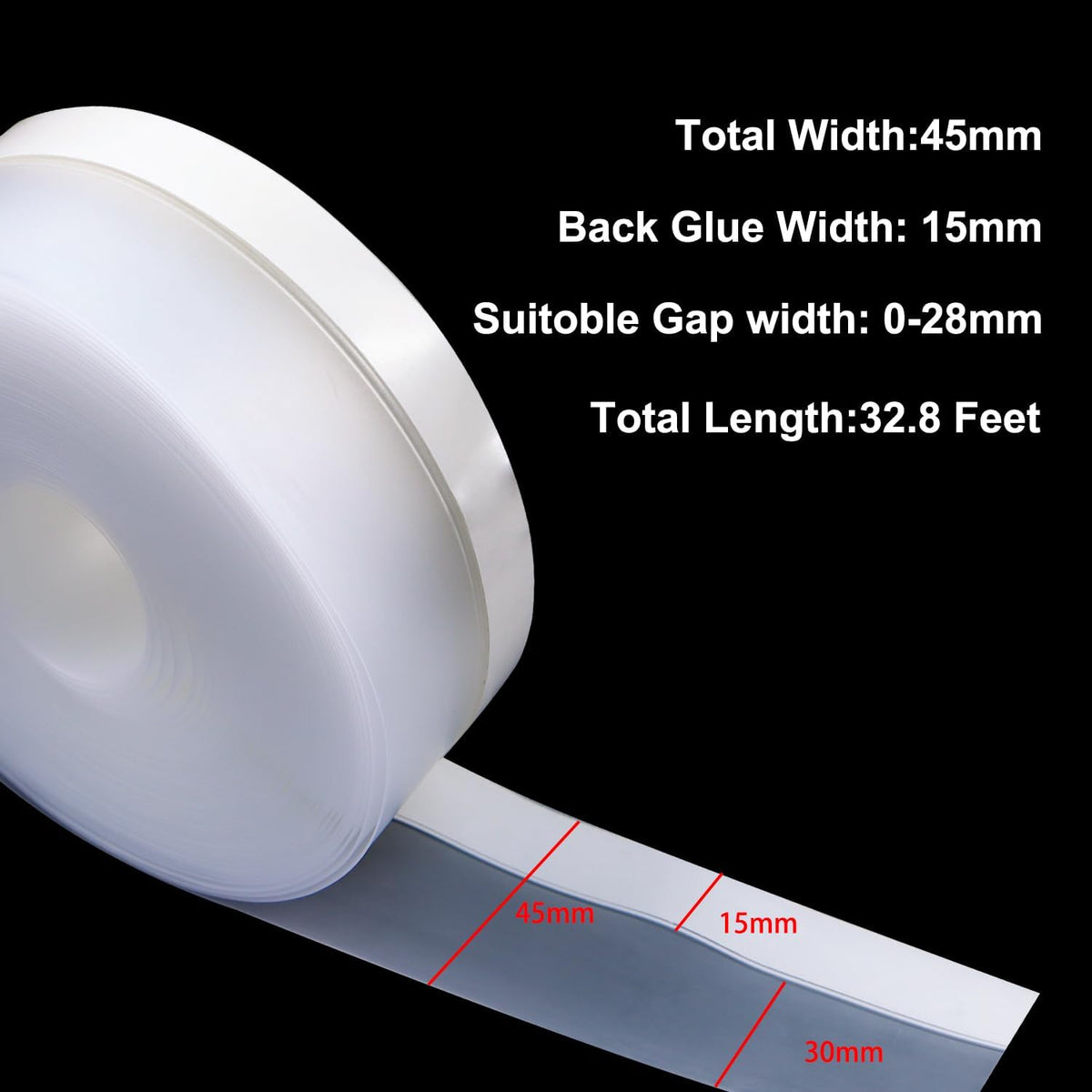 FOURGUN Silicone Weather Stripping Seal Door Tape 45 MM * 33FT Insulates Soundproofs Perfect for