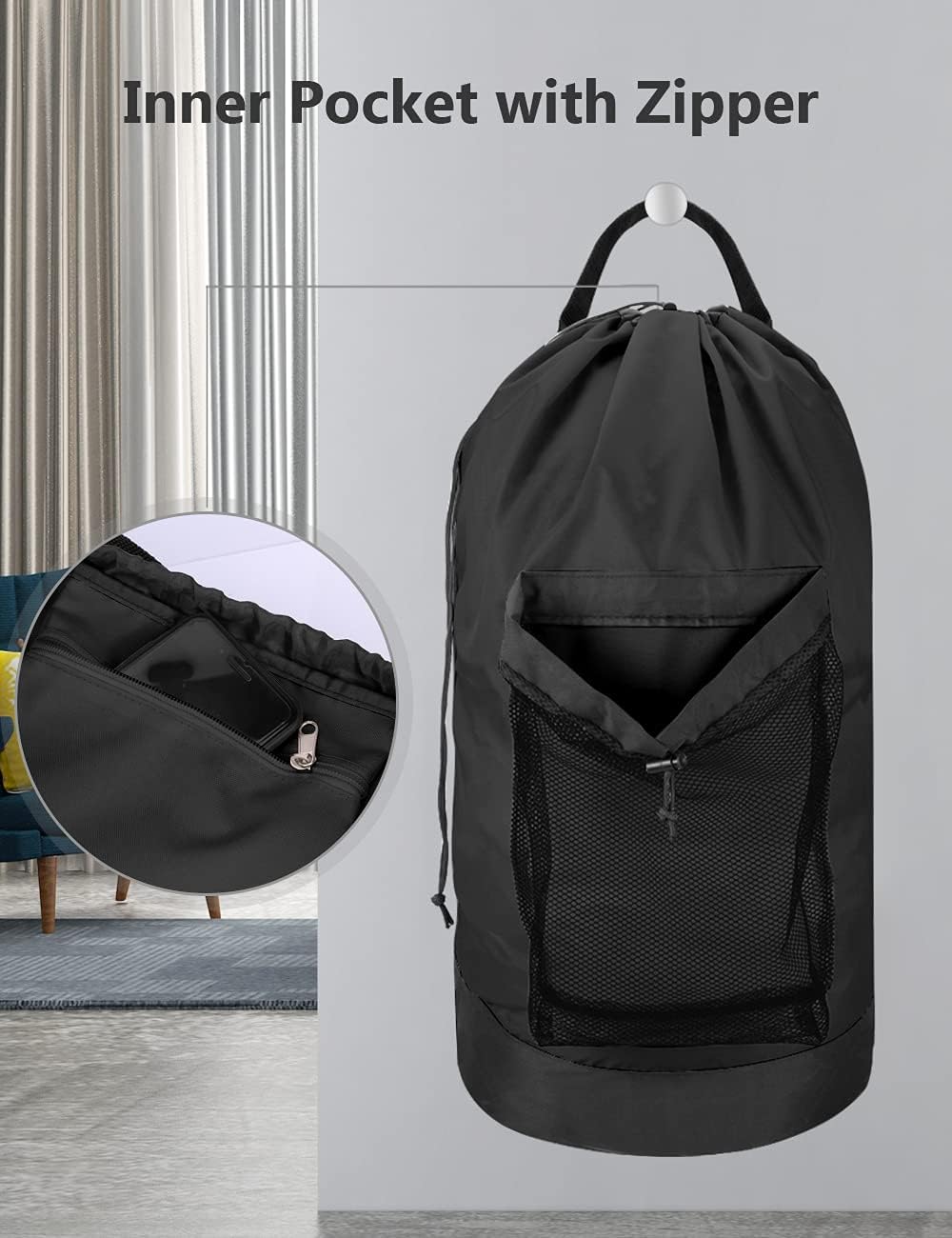Dalykate Backpack Laundry Bag, Laundry Backpack with Shoulder Straps and Mesh Pocket Durable Nylon