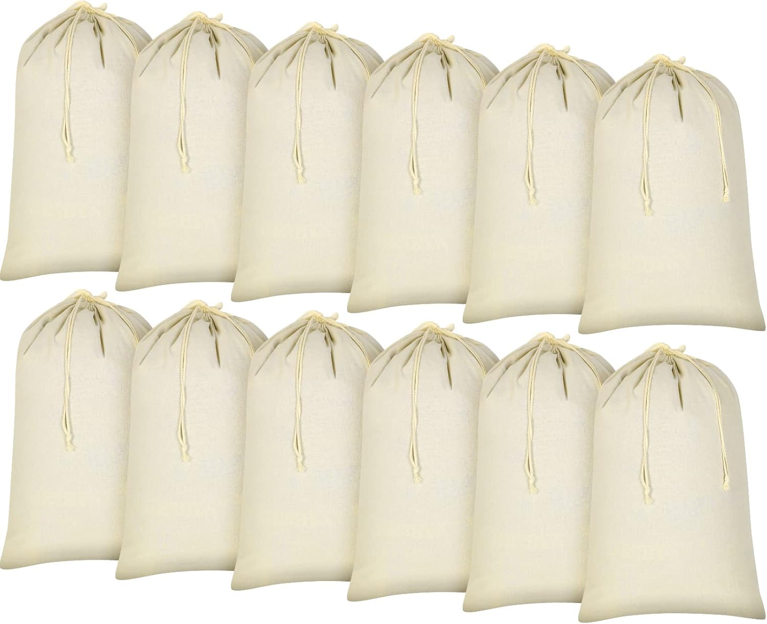 12 Pieces 28" x 36" Canvas Laundry Bags Bulk Large Cotton Laundry with Drawstring Heavy Duty Hamper