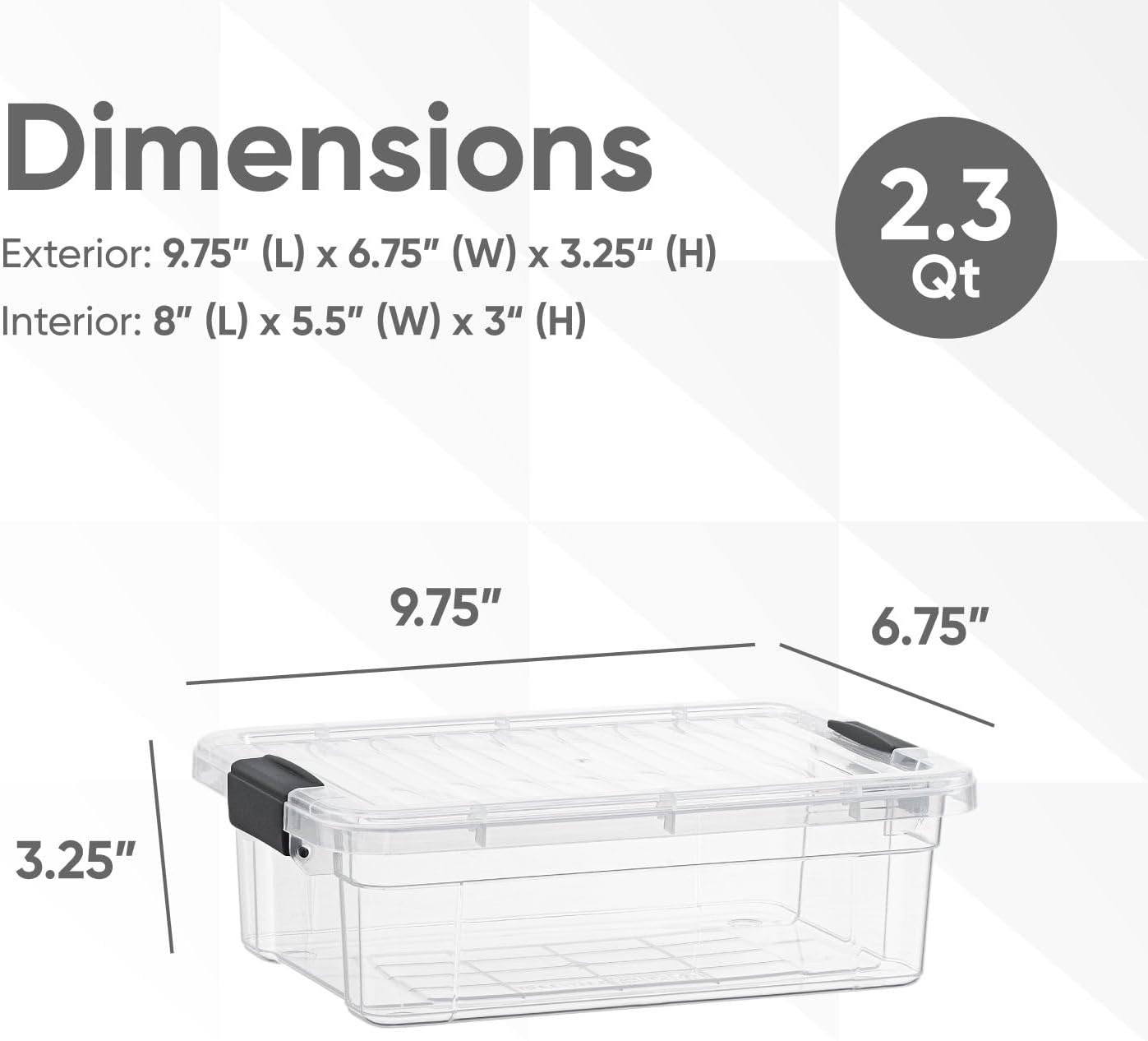 Superio Clear Storage Bins with Lids, Stackable Storage Box with Latches and Handles, Extra Small