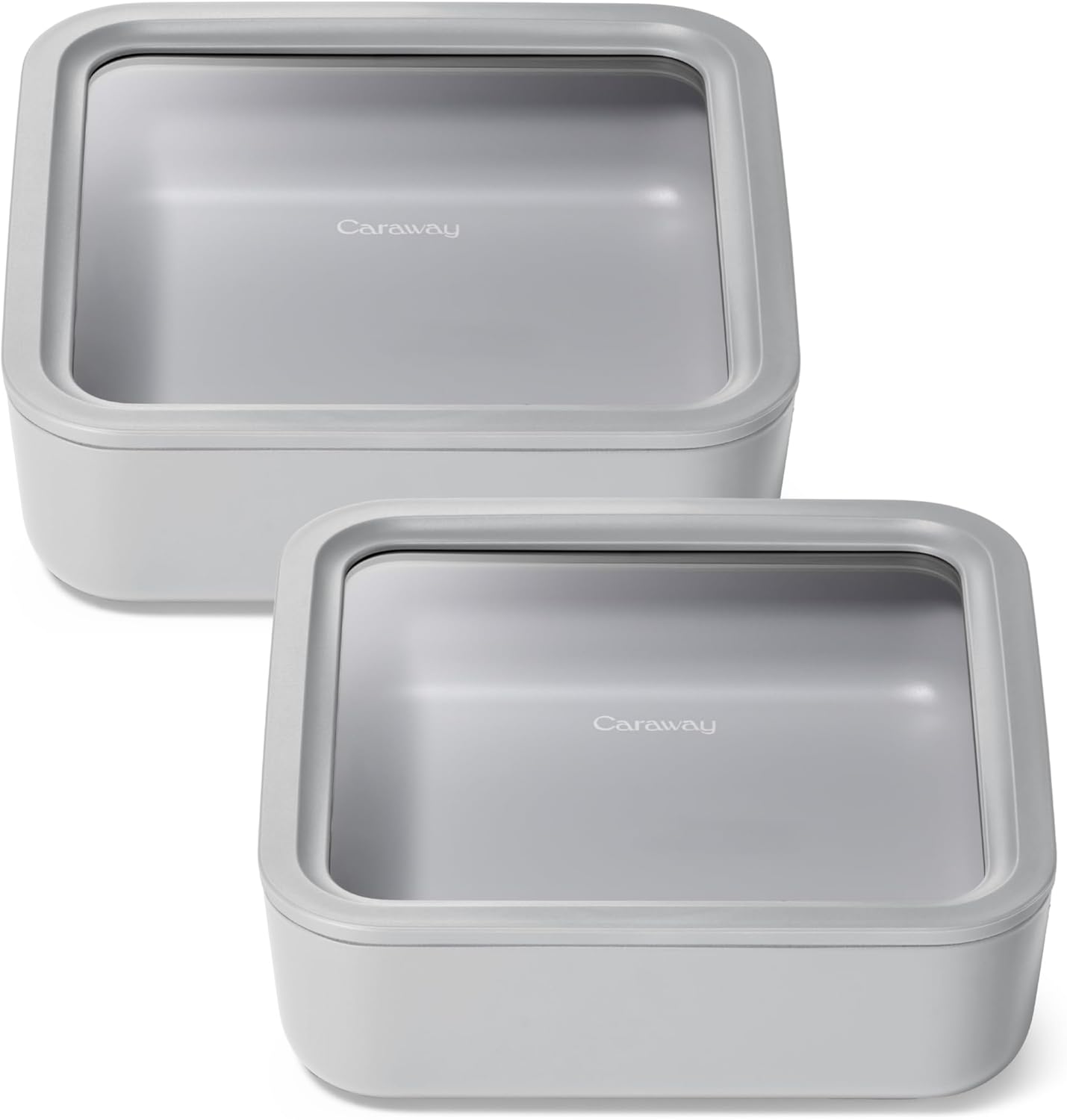 Caraway 2pc Glass Food Storage Set - 10 Cup Food Containers (2) - Ceramic Coated - Non Toxic, Non