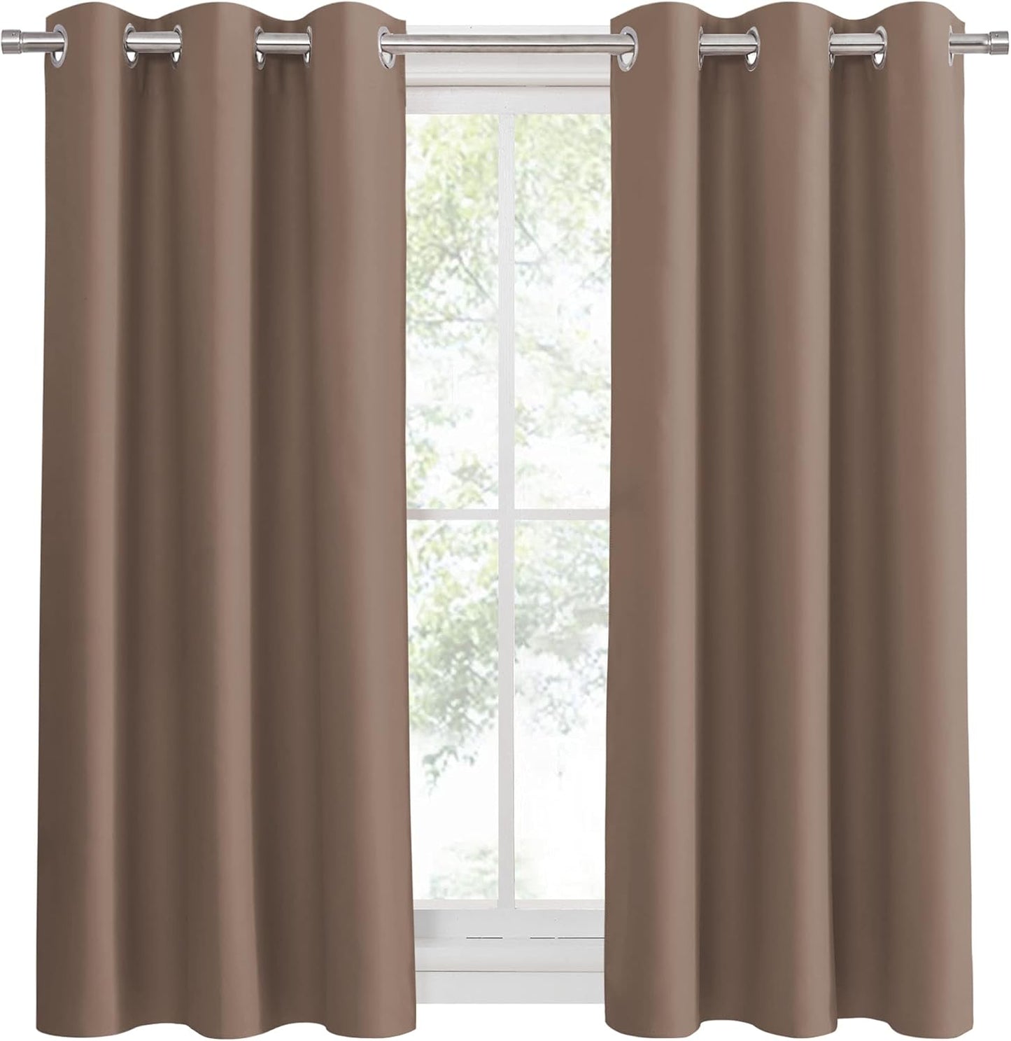 PONY DANCE Blackout Curtains Mocha - Thermal Insulated All Seasons Grommet Top Curtain Drapes